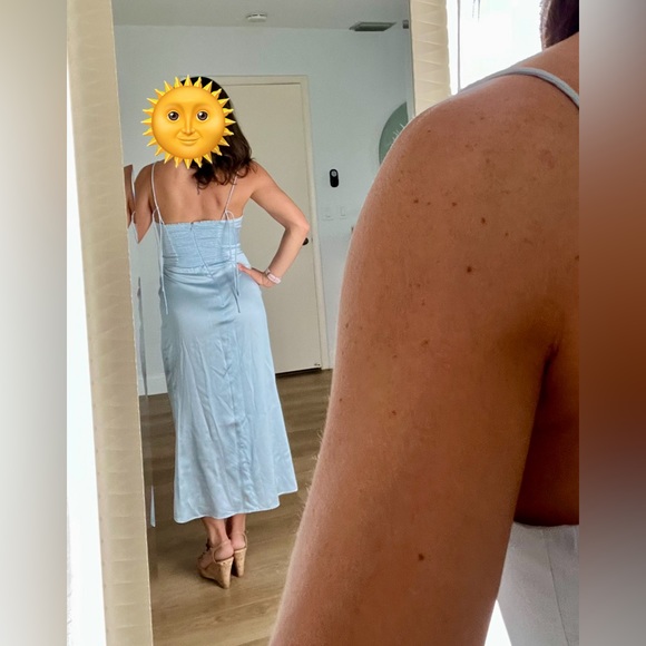 Reformation Marguerite Dress 100% Silk Tie Strap in Light Blue Women's Size 4 - Picture 13 of 13